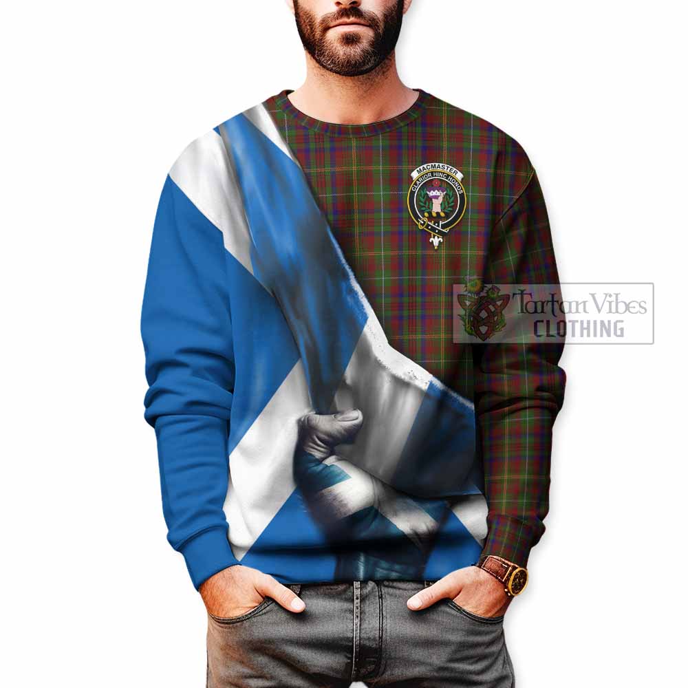 MacMaster (McMaster) Tartan Sweatshirt with Family Crest Scotland Patriotic Style - Tartan Vibes Clothing