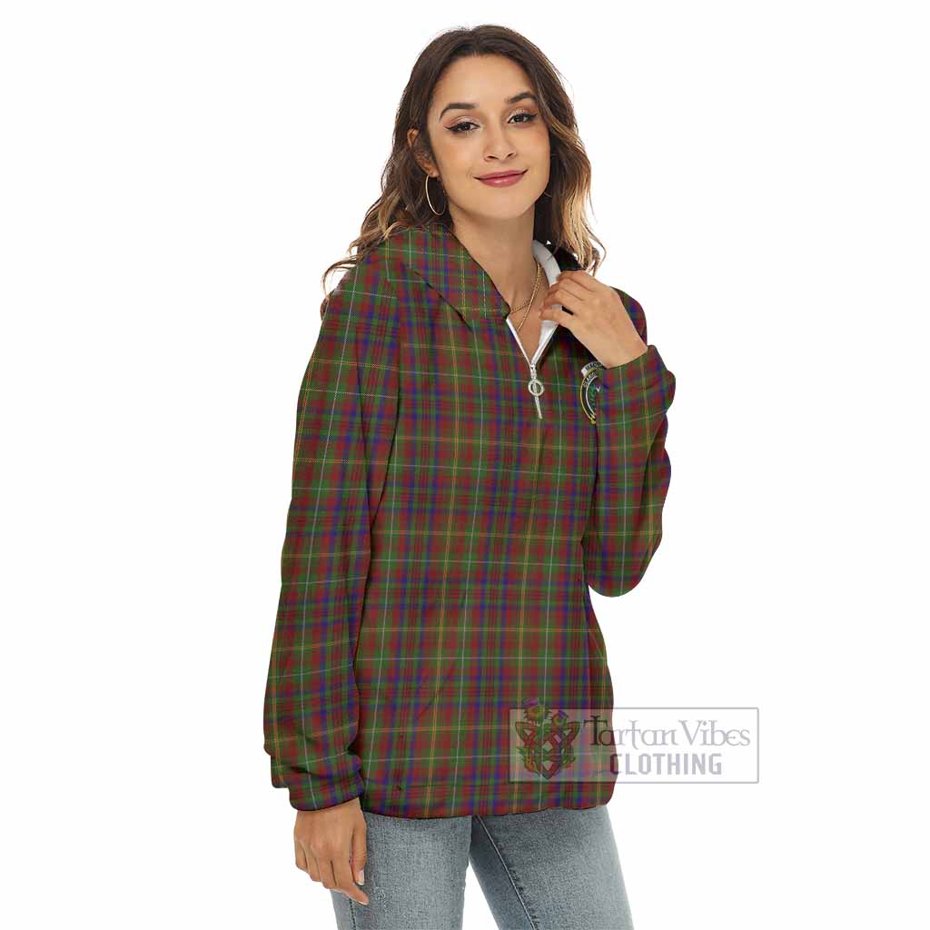 MacMaster (McMaster) Tartan Women's Borg Fleece Hoodie with Half Zip with Family Crest - Tartan Vibes Clothing