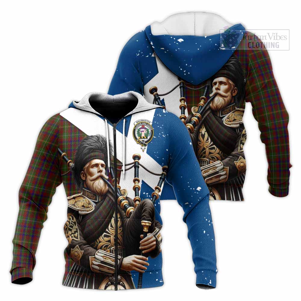 MacMaster (McMaster) Tartan Knitted Hoodie with Family Crest Scottish Bagpiper Vibes Unisex Knitted Zip Hoodie - Tartan Vibes Clothing