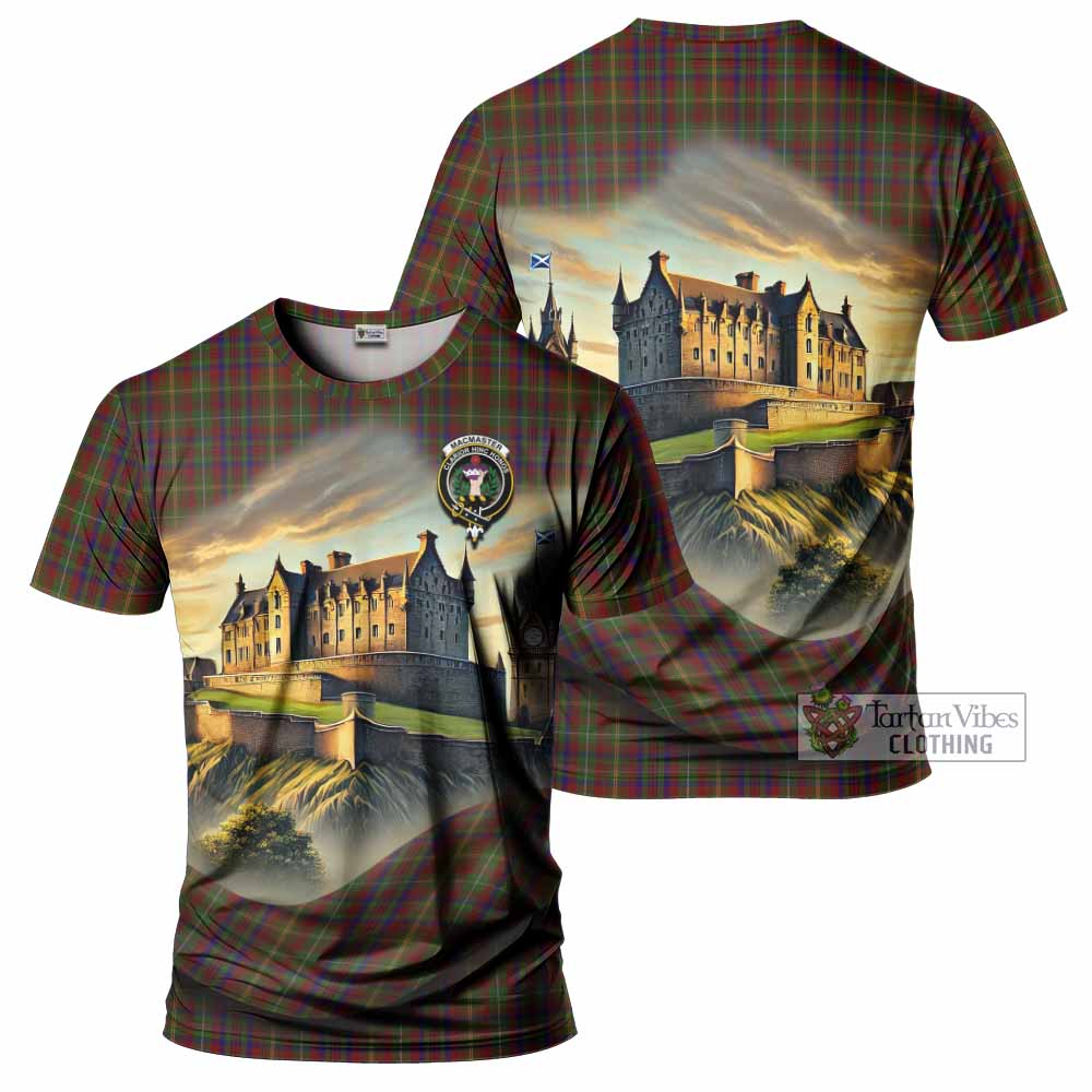 MacMaster (McMaster) Tartan Family Crest T-Shirt with Scottish Ancient Castle Style - Tartan Vibes Clothing