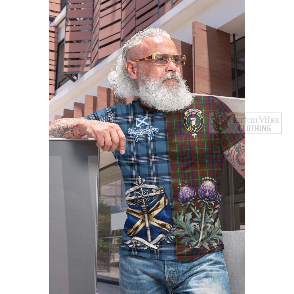 MacMaster (McMaster) Tartan Cotton T-shirt Happy St. Andrew's Day Half Tartan Style - Tartan Vibes Clothing