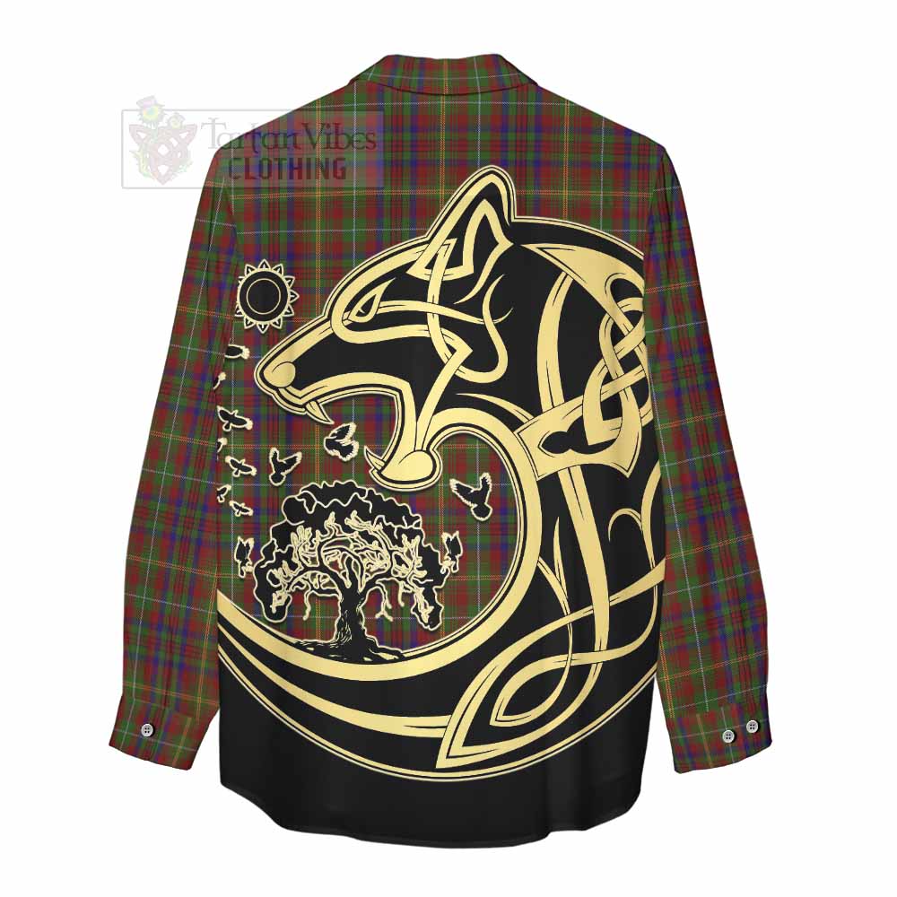 MacMaster (McMaster) Tartan Women's Casual Shirt with Family Crest Celtic Wolf Style - Tartan Vibes Clothing