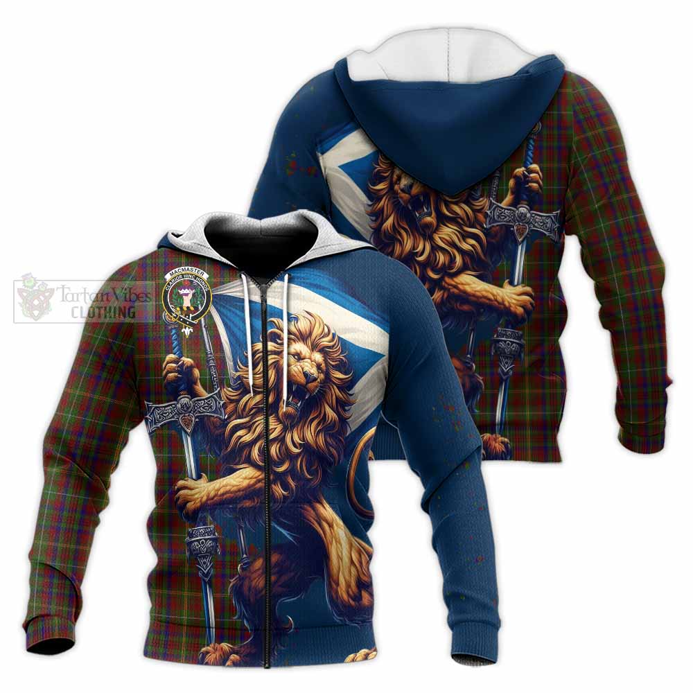 MacMaster (McMaster) Tartan Family Crest Knitted Hoodie with Scottish Majestic Lion Unisex Knitted Zip Hoodie - Tartan Vibes Clothing