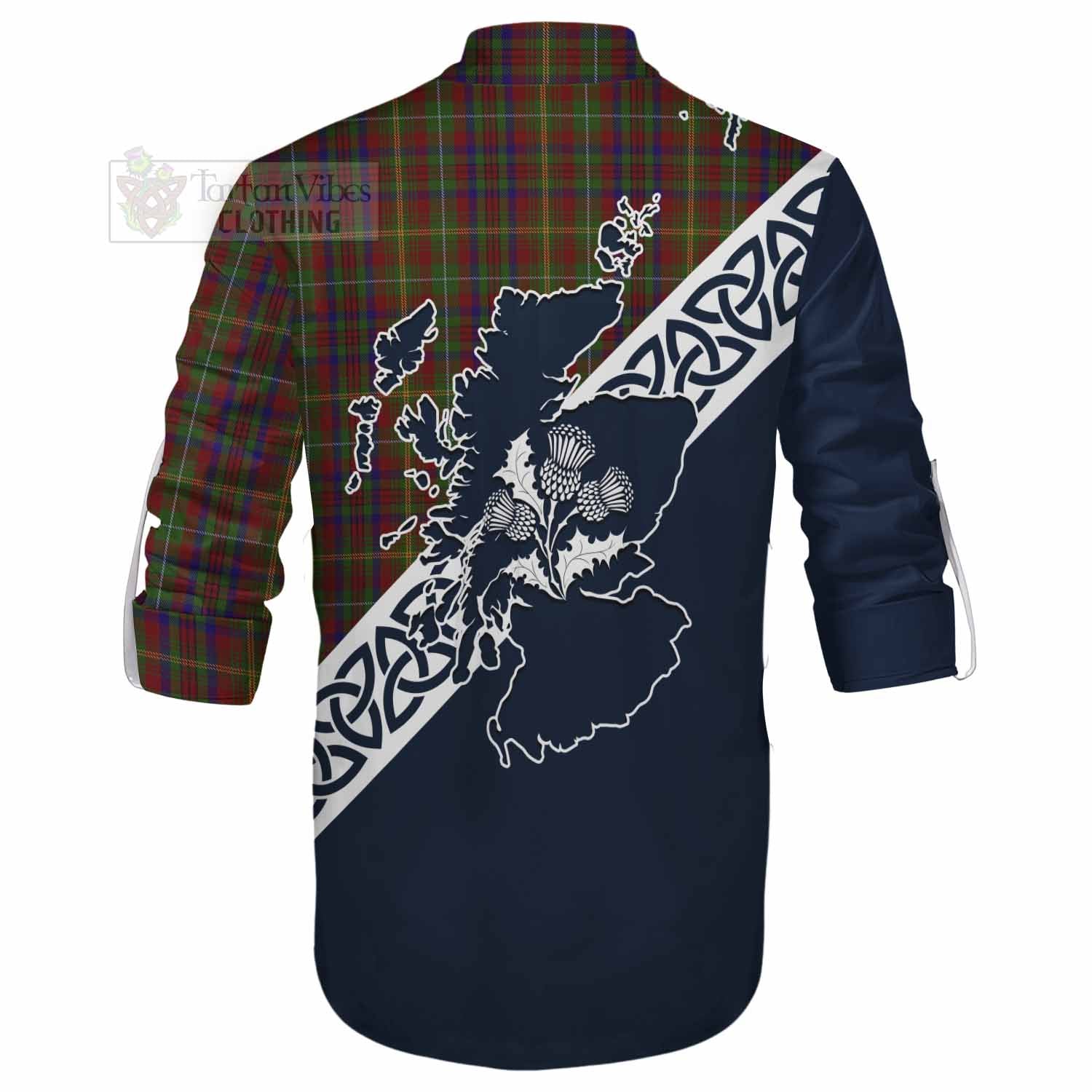 MacMaster (McMaster) Tartan Ghillie Kilt Shirt Featuring Thistle and Scotland Map - Tartan Vibes Clothing
