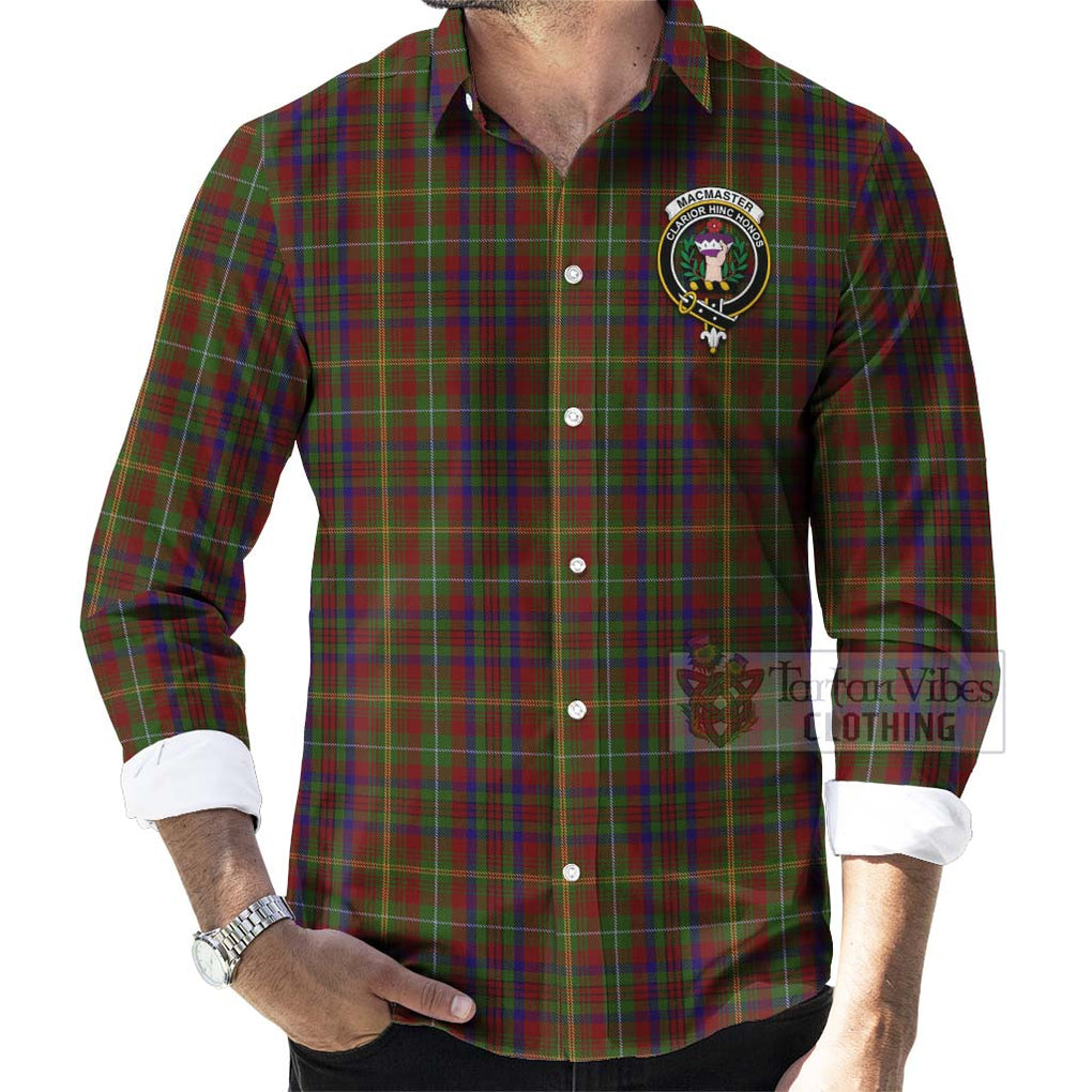 MacMaster (McMaster) Tartan Long Sleeve Button Shirt with Family Crest and Bearded Skull Holding Bottles of Whiskey - Tartan Vibes Clothing