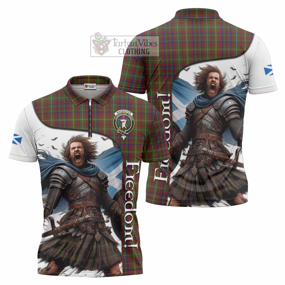 MacMaster (McMaster) Crest Tartan Zipper Polo Shirt Inspired by the Freedom of Scottish Warrior - Tartan Vibes Clothing