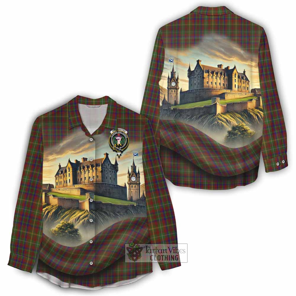 MacMaster (McMaster) Tartan Family Crest Women's Casual Shirt with Scottish Ancient Castle Style - Tartan Vibes Clothing