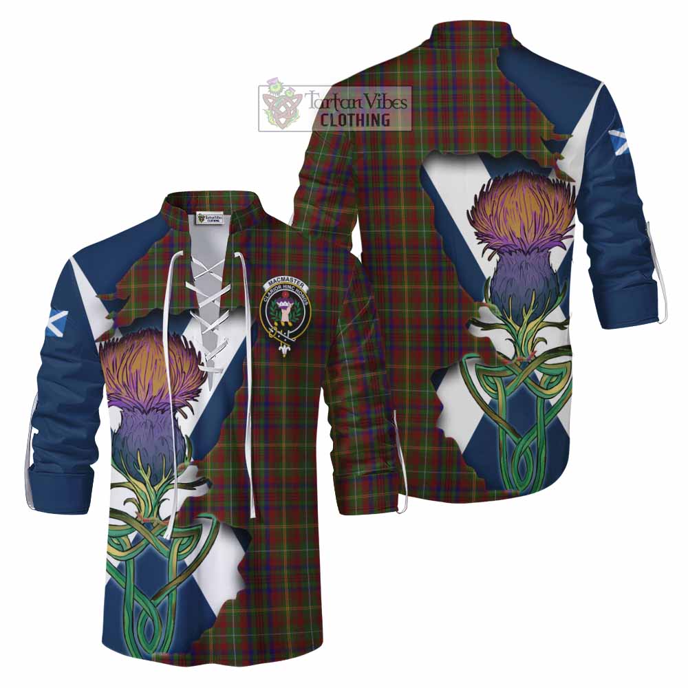 Tartan Vibes Clothing MacMaster (McMaster) Tartan Family Crest Ghillie Kilt Shirt Scottish Thistle Celtic Inspired