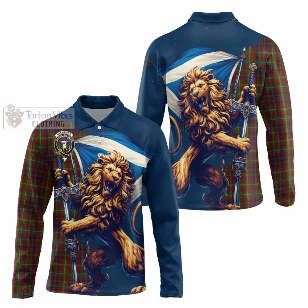 MacMaster (McMaster) Tartan Family Crest Long Sleeve Polo Shirt with Scottish Majestic Lion - Tartan Vibes Clothing