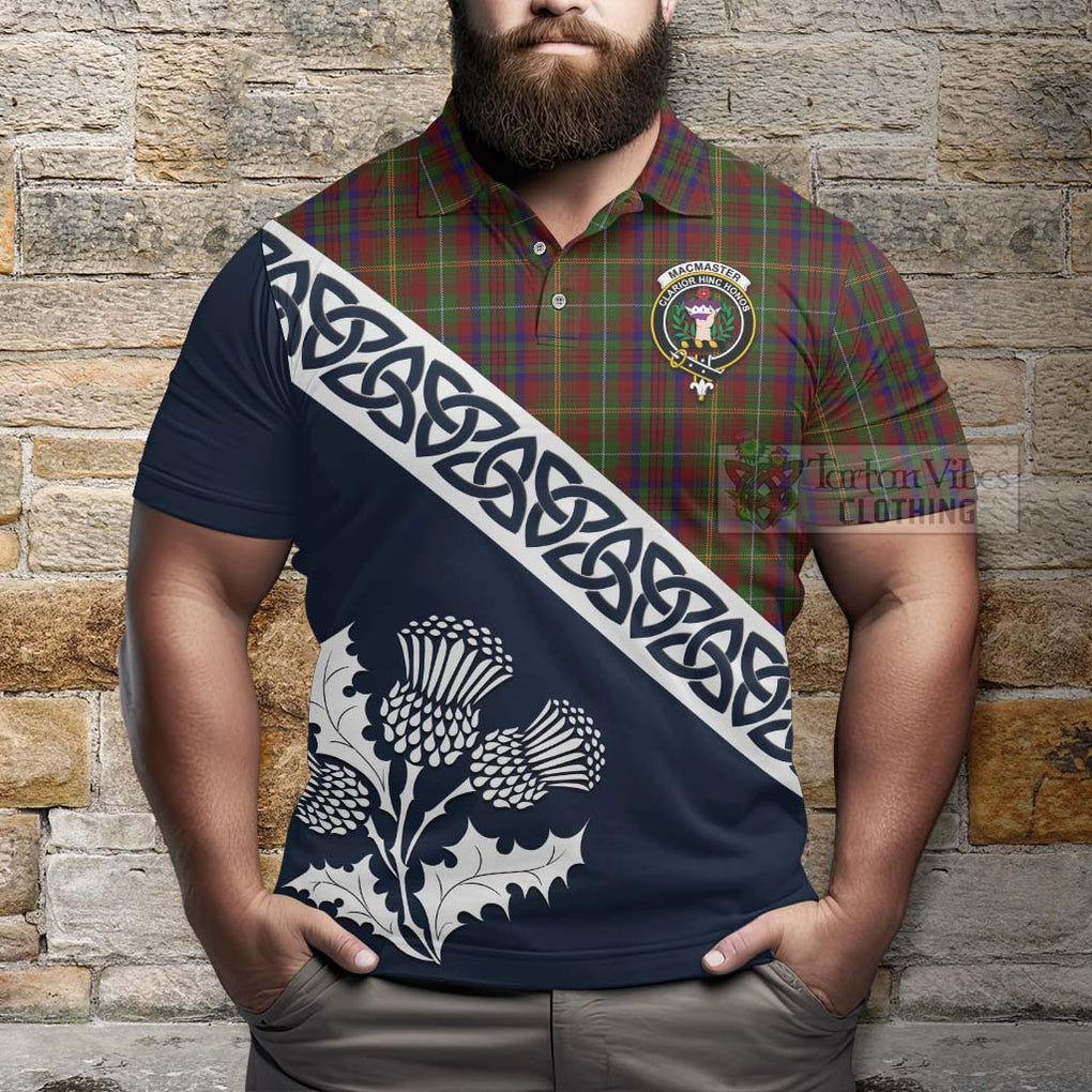 MacMaster (McMaster) Tartan Polo Shirt Featuring Thistle and Scotland Map - Tartanvibesclothing Store