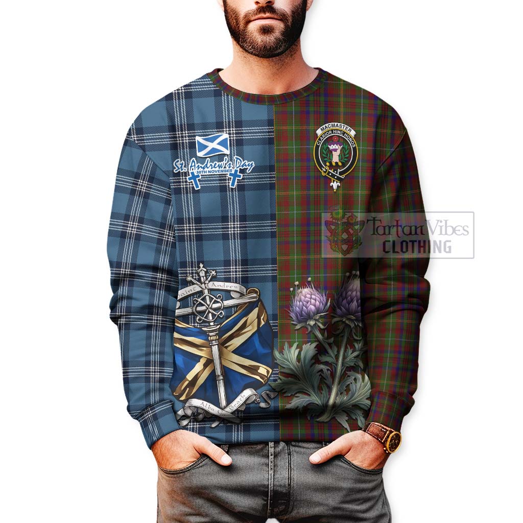 MacMaster (McMaster) Tartan Sweatshirt Happy St. Andrew's Day Half Tartan Style - Tartan Vibes Clothing