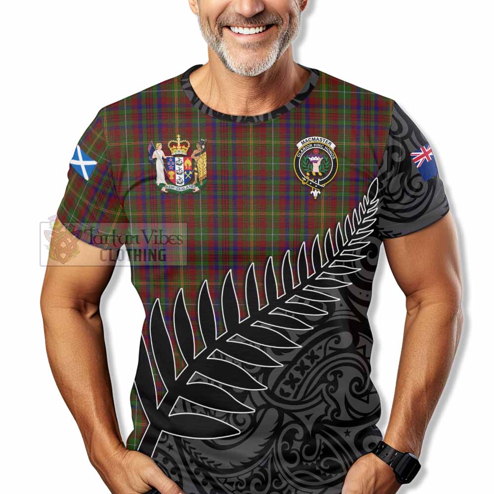 MacMaster (McMaster) Crest Tartan T-Shirt with New Zealand Silver Fern Half Style - Tartan Vibes Clothing