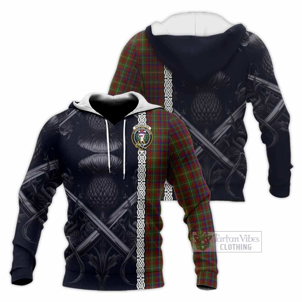 MacMaster (McMaster) Tartan Knitted Hoodie with Family Crest Cross Sword Thistle Celtic Vibes - Tartan Vibes Clothing