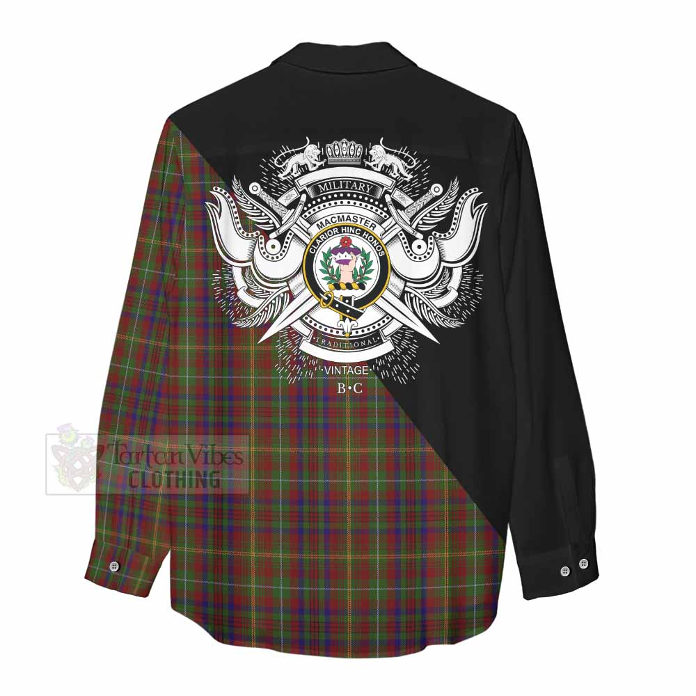 MacMaster (McMaster) Tartan Women's Casual Shirt with Family Crest and Military Logo Style - Tartan Vibes Clothing