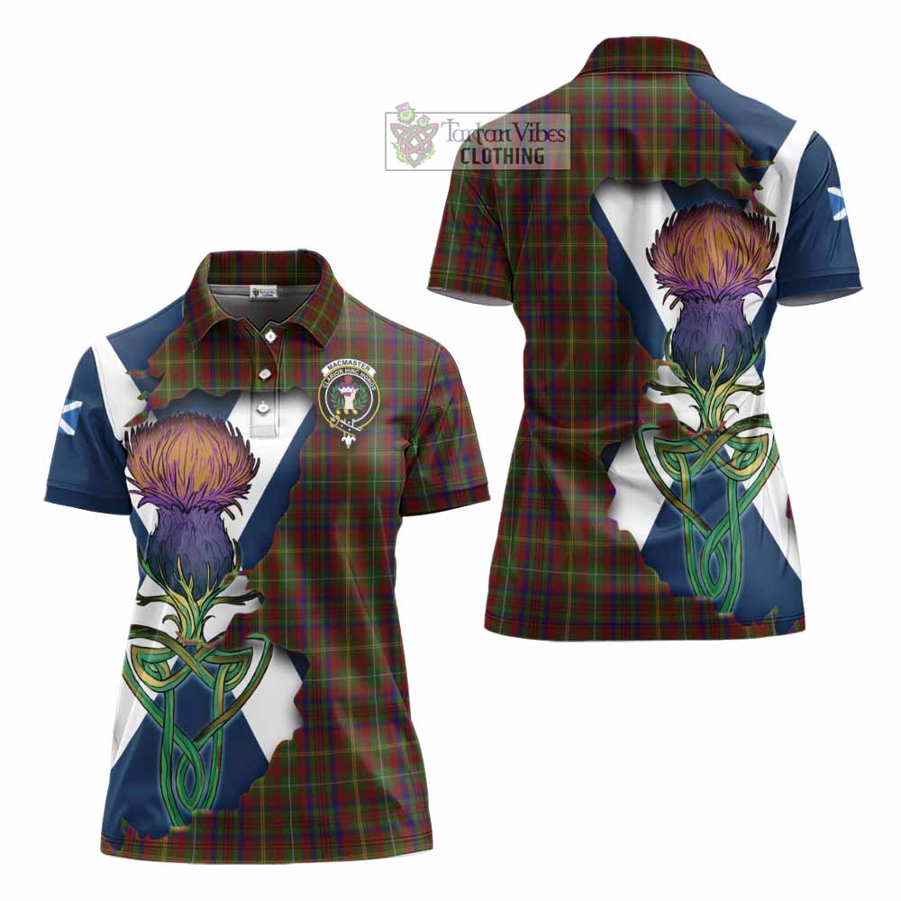 Tartan Vibes Clothing MacMaster (McMaster) Tartan Family Crest Women's Polo Shirt Scottish Thistle Celtic Inspired