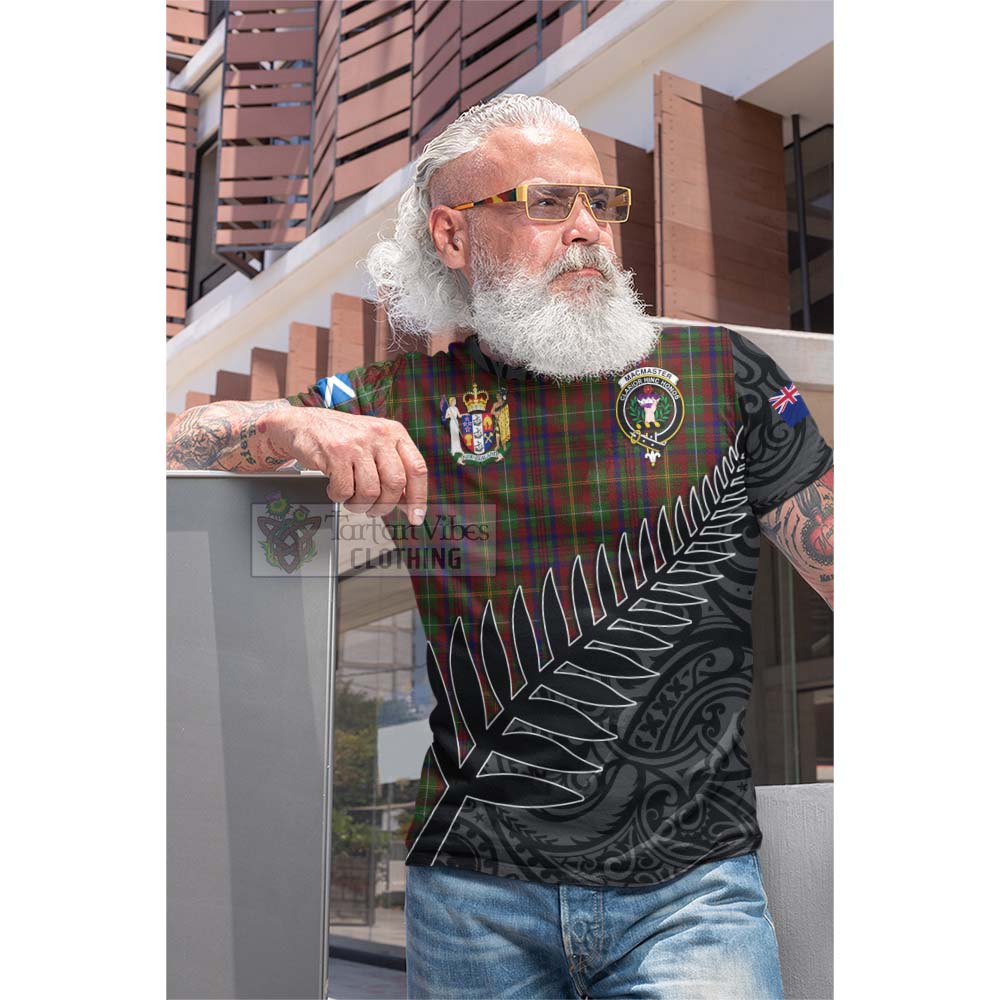 MacMaster (McMaster) Crest Tartan Cotton T-shirt with New Zealand Silver Fern Half Style - Tartan Vibes Clothing