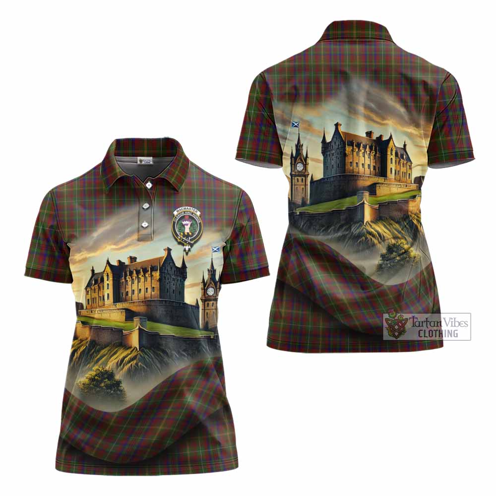 MacMaster (McMaster) Tartan Family Crest Women's Polo Shirt with Scottish Ancient Castle Style - Tartan Vibes Clothing