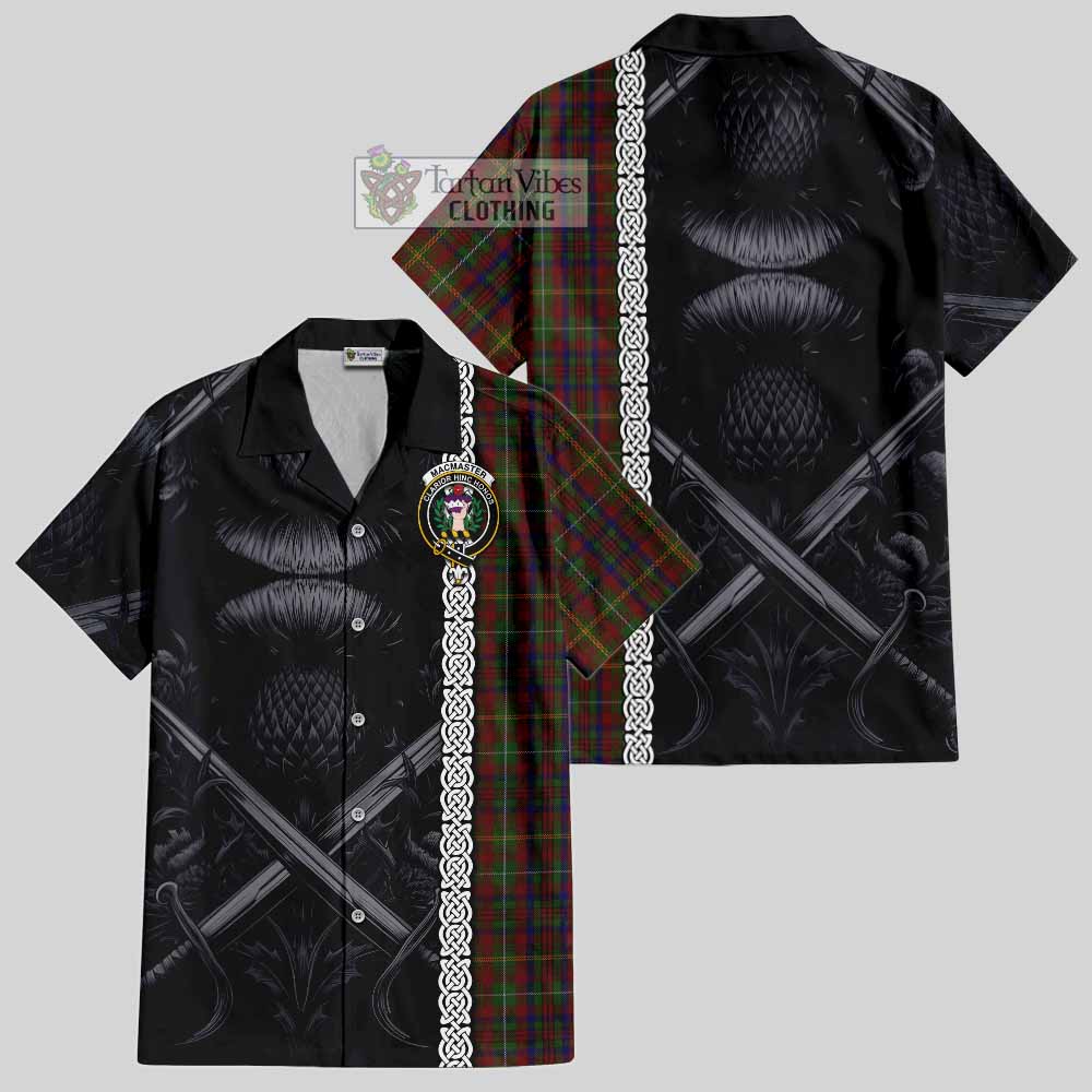 MacMaster (McMaster) Tartan Hawaiian Shirt with Family Crest Cross Sword Thistle Celtic Vibes - Tartan Vibes Clothing