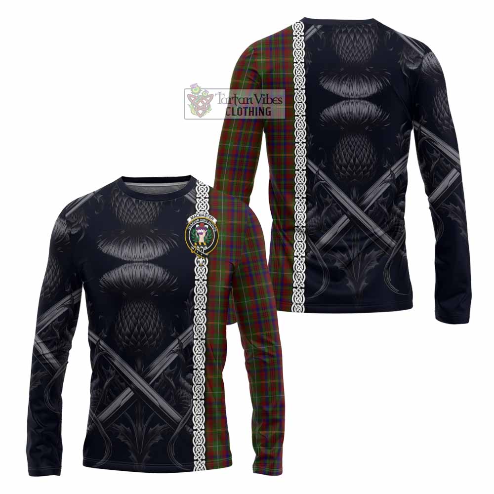 MacMaster (McMaster) Tartan Long Sleeve T-Shirt with Family Crest Cross Sword Thistle Celtic Vibes - Tartan Vibes Clothing
