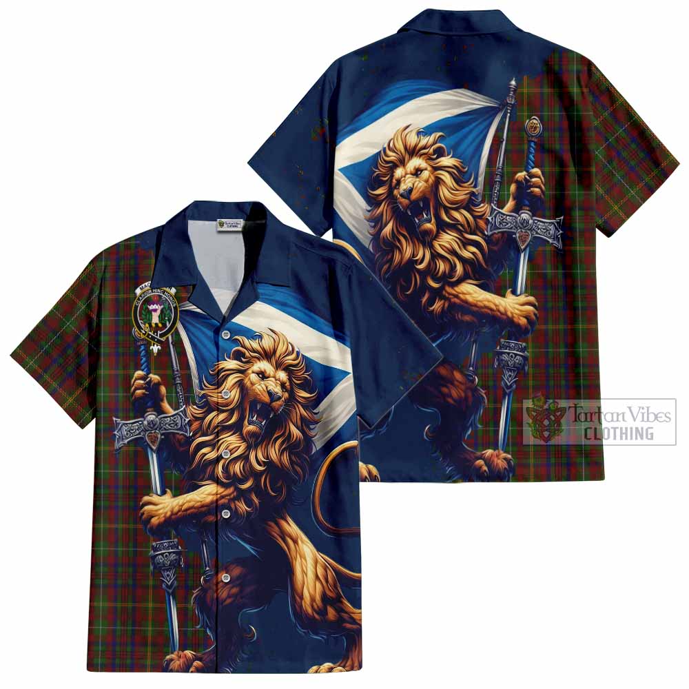 MacMaster (McMaster) Tartan Family Crest Hawaiian Shirt with Scottish Majestic Lion - Tartan Vibes Clothing