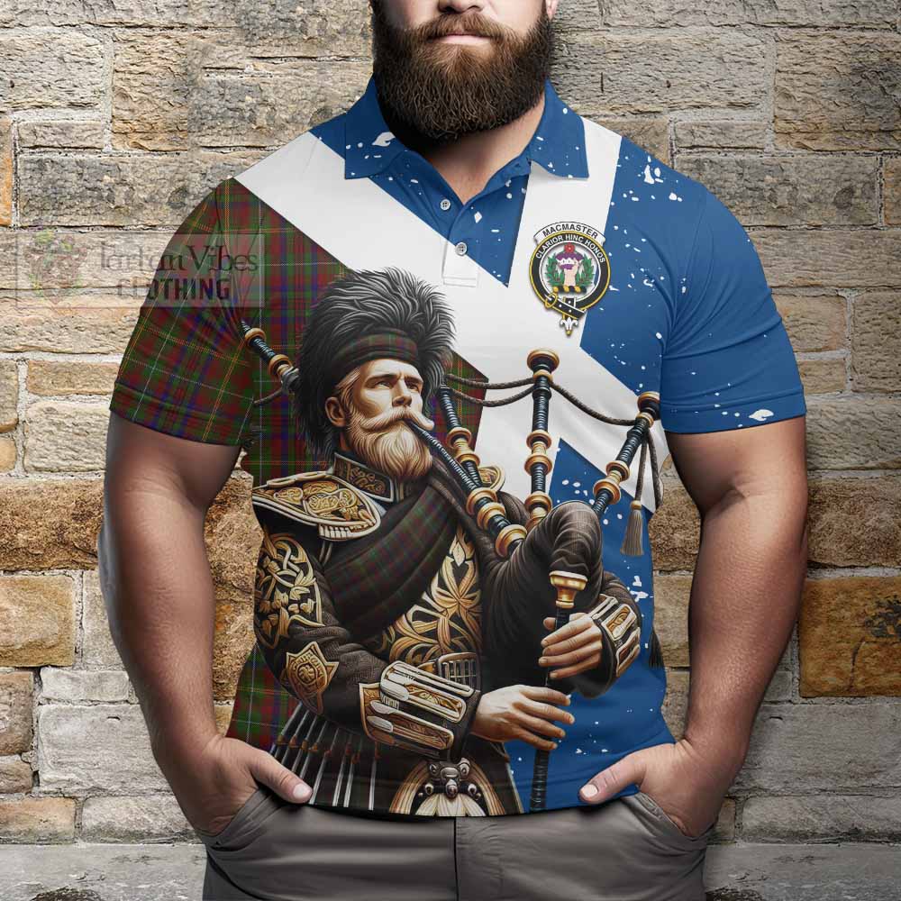 MacMaster (McMaster) Tartan Polo Shirt with Family Crest Scottish Bagpiper Vibes - Tartan Vibes Clothing