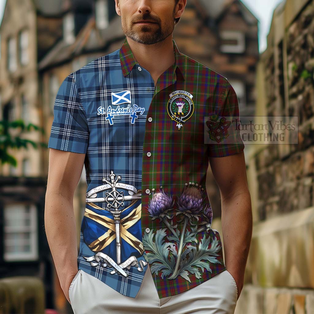 MacMaster (McMaster) Tartan Hawaiian Shirt Happy St. Andrew's Day Half Tartan Style - Tartan Vibes Clothing