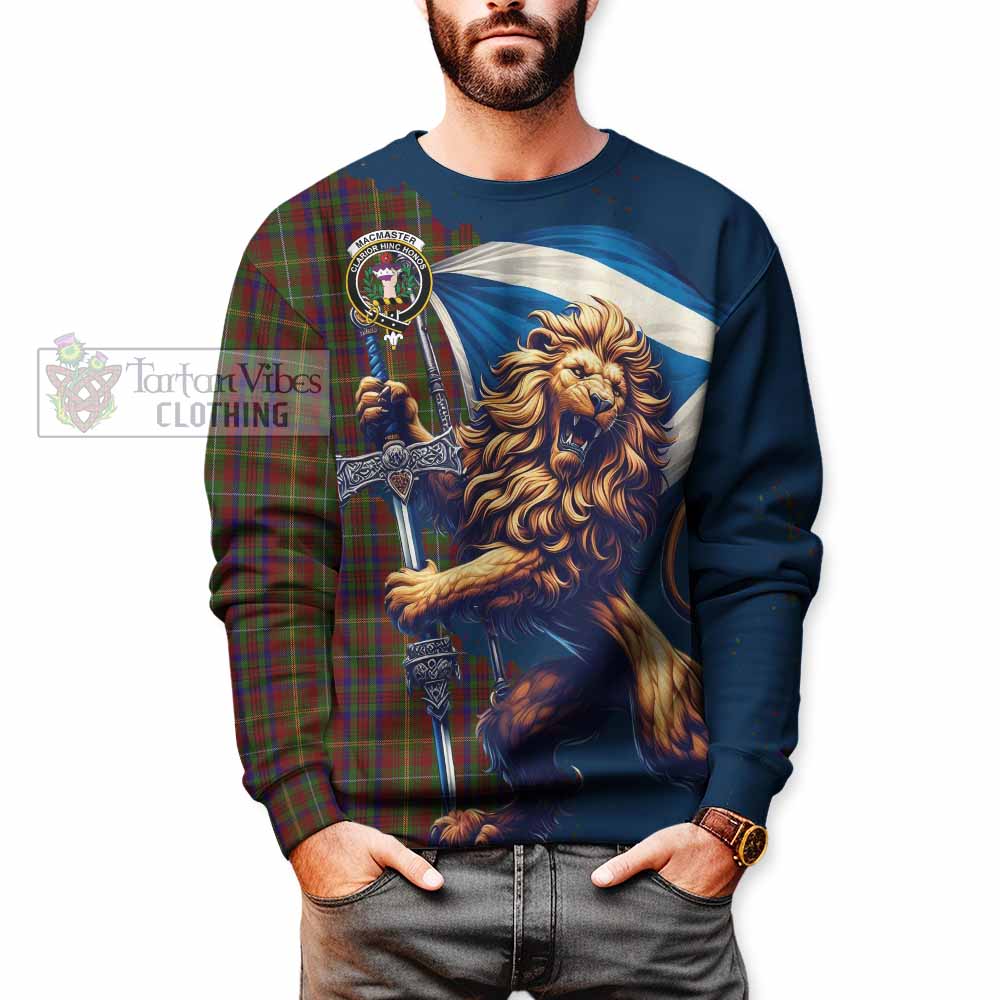 MacMaster (McMaster) Tartan Family Crest Sweatshirt with Scottish Majestic Lion - Tartan Vibes Clothing
