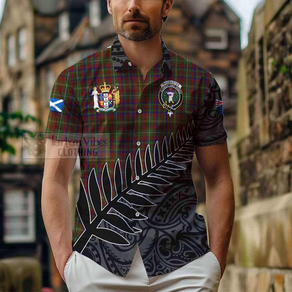 MacMaster (McMaster) Crest Tartan Hawaiian Shirt with New Zealand Silver Fern Half Style - Tartan Vibes Clothing