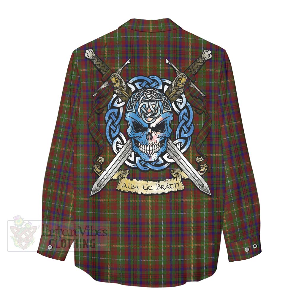 MacMaster (McMaster) Tartan Women's Casual Shirt with Family Crest Celtic Skull Style - Tartan Vibes Clothing