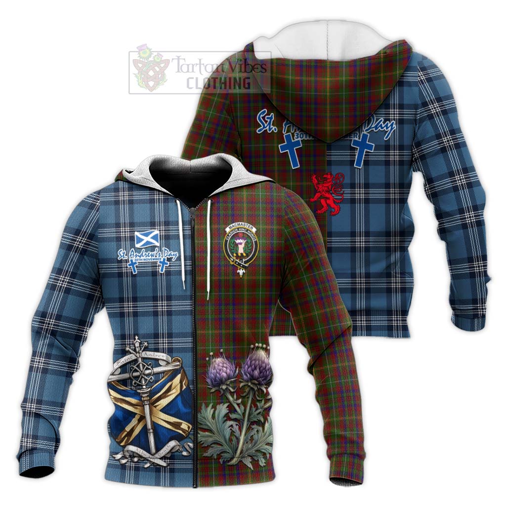 MacMaster (McMaster) Tartan Knitted Hoodie Happy St. Andrew's Day Half Tartan Style Unisex Knitted Zip Hoodie - Tartan Vibes Clothing