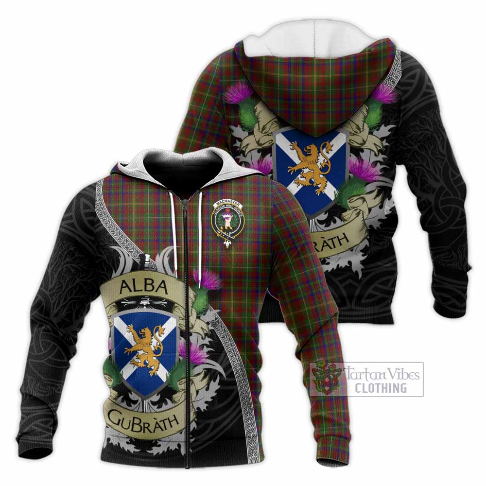 MacMaster (McMaster) Tartan Family Crest Knitted Hoodie Lion Rampant Royal Thistle Shield Celtic Inspired Unisex Knitted Zip Hoodie - Tartan Vibes Clothing