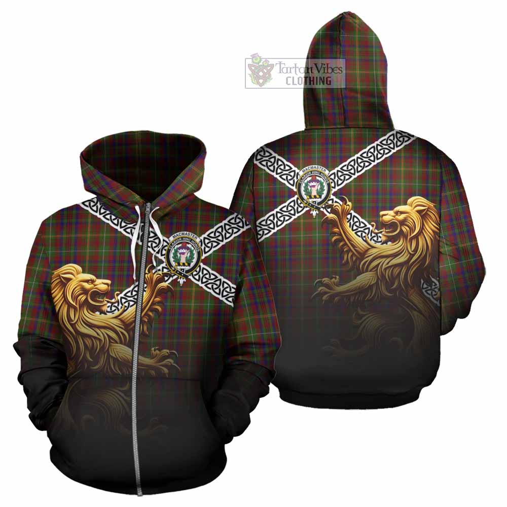 MacMaster (McMaster) Crest Tartan Hoodie with Golden Lion Emblem Celtic Style Zip Hoodie - Tartan Vibes Clothing