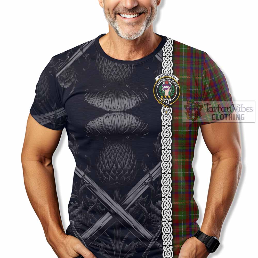 MacMaster (McMaster) Tartan T-Shirt with Family Crest Cross Sword Thistle Celtic Vibes - Tartan Vibes Clothing