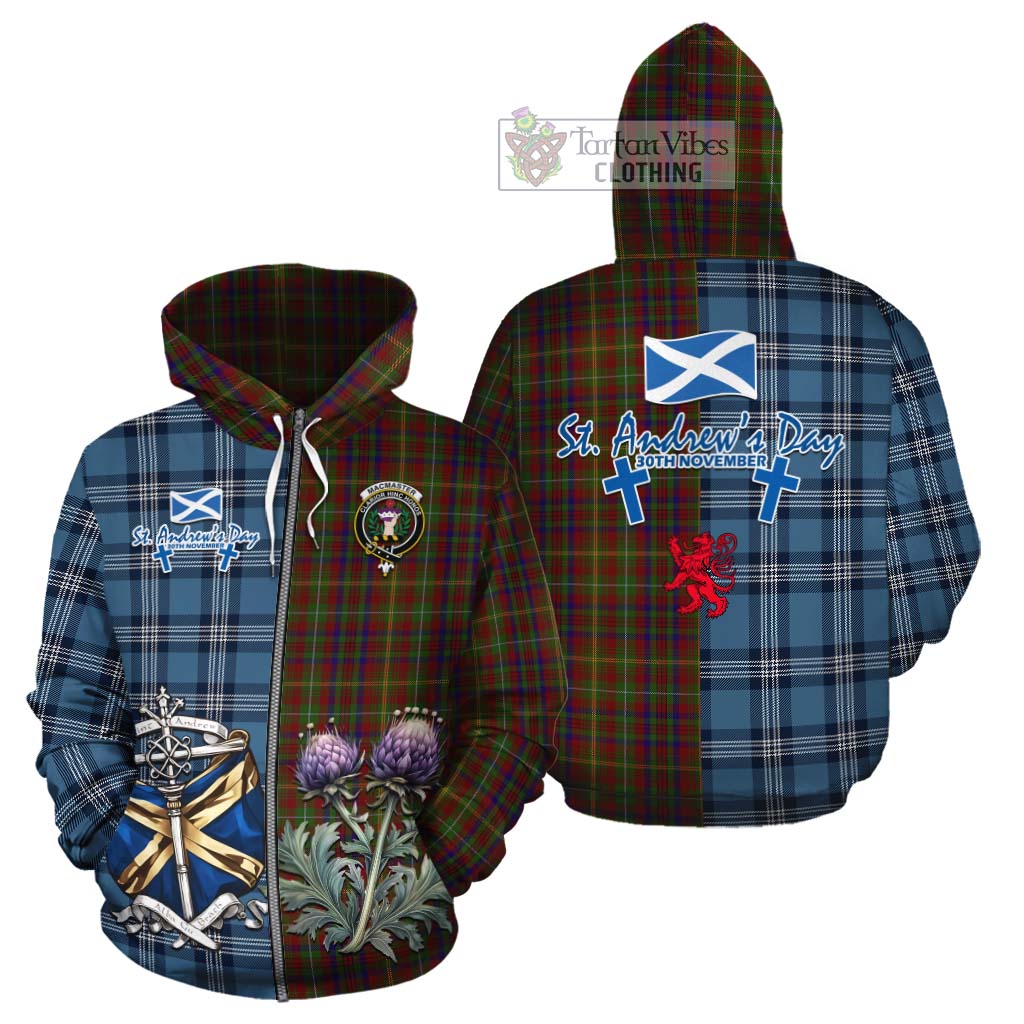 MacMaster (McMaster) Tartan Cotton Hoodie Happy St. Andrew's Day Half Tartan Style - Tartan Vibes Clothing