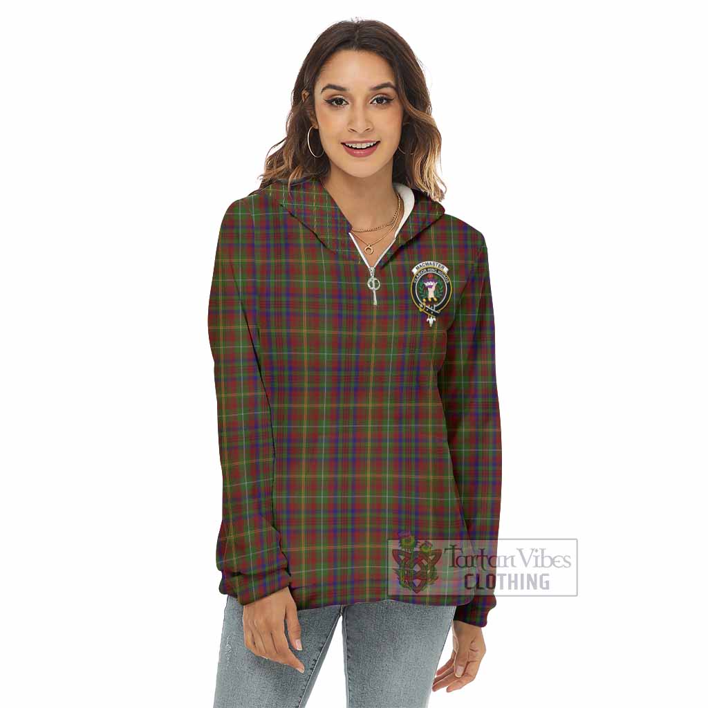 MacMaster (McMaster) Tartan Women's Borg Fleece Hoodie with Half Zip with Family Crest - Tartan Vibes Clothing