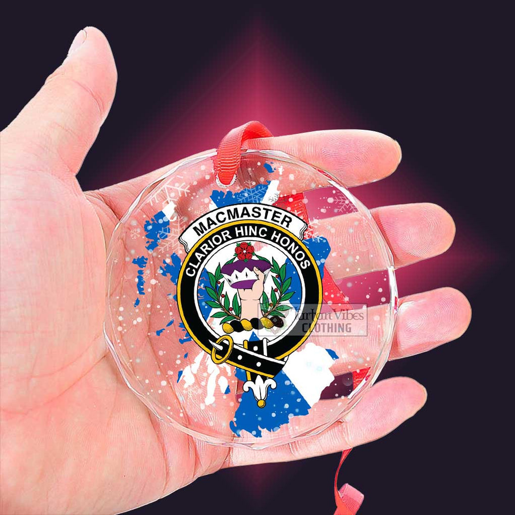 MacMaster (McMaster) Clan Crest Christmas Glass Ornament with Scotland Map - 2D-tartanvibesclothing