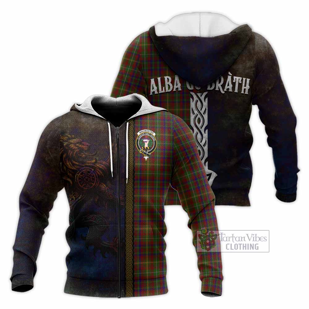 MacMaster (McMaster) Tartan Family Crest Knitted Hoodie Alba Gu Brath Be Brave Lion Ancient Style Unisex Knitted Zip Hoodie - Tartan Vibes Clothing