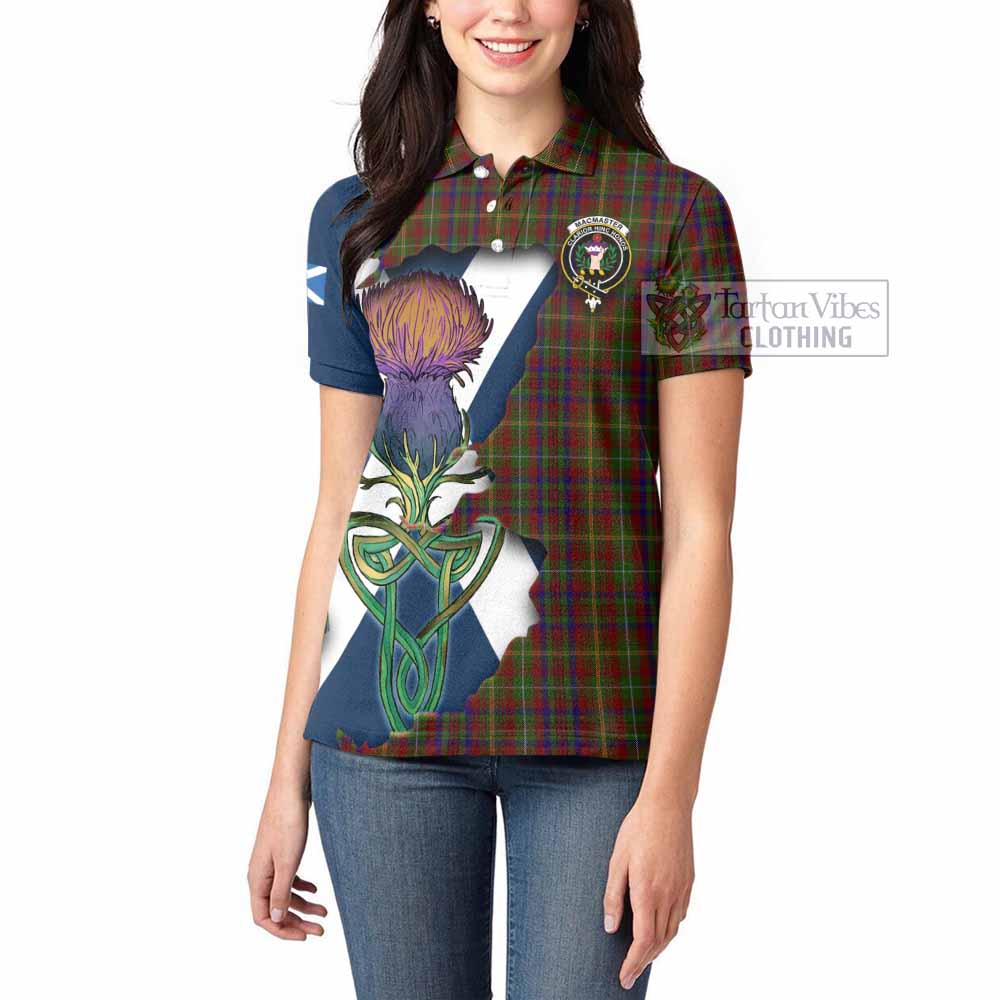 Tartan Vibes Clothing MacMaster (McMaster) Tartan Family Crest Women's Polo Shirt Scottish Thistle Celtic Inspired
