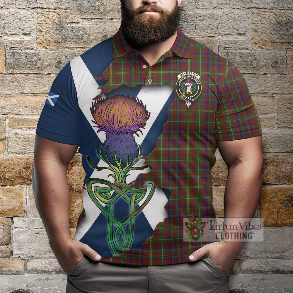 Tartan Vibes Clothing MacMaster (McMaster) Tartan Family Crest Polo Shirt Scottish Thistle Celtic Inspired