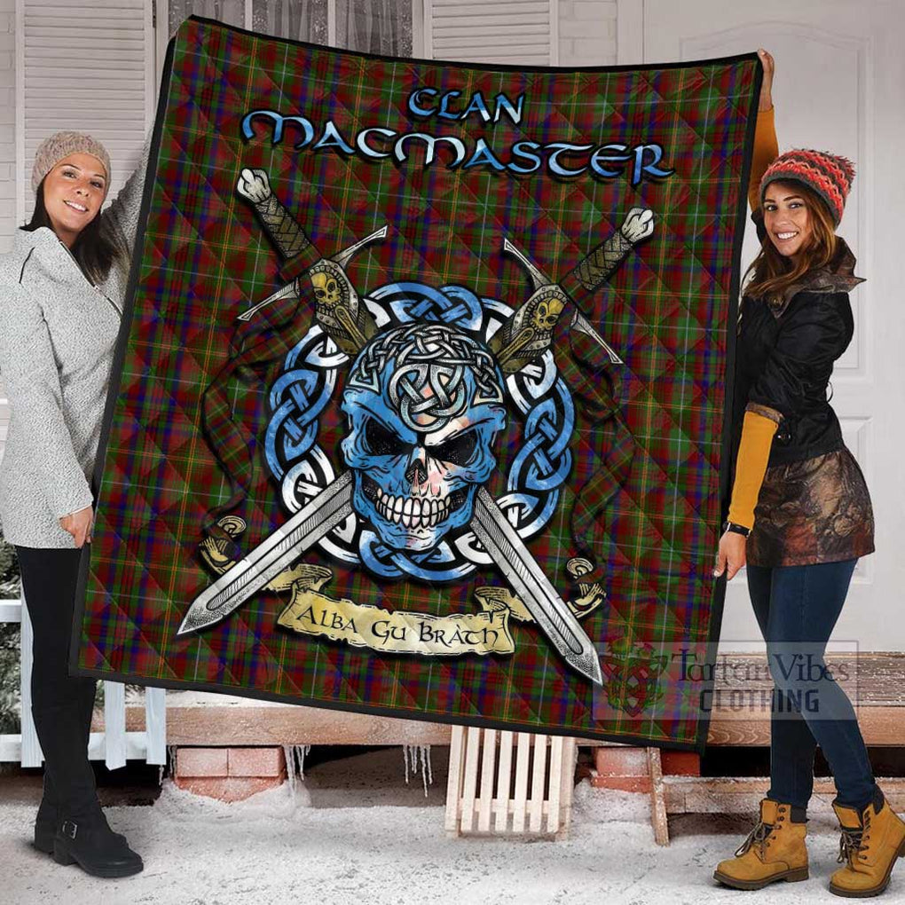 MacMaster (McMaster) Tartan Quilt with Celtic Skull Alba Gu Brath Style - Tartan Vibes Clothing