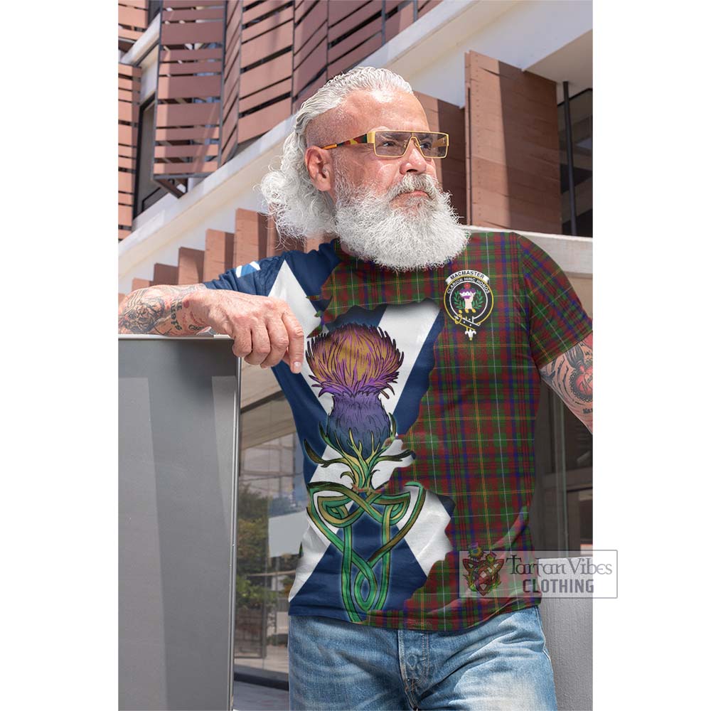 Tartan Vibes Clothing MacMaster (McMaster) Tartan Family Crest Cotton T-shirt Scottish Thistle Celtic Inspired