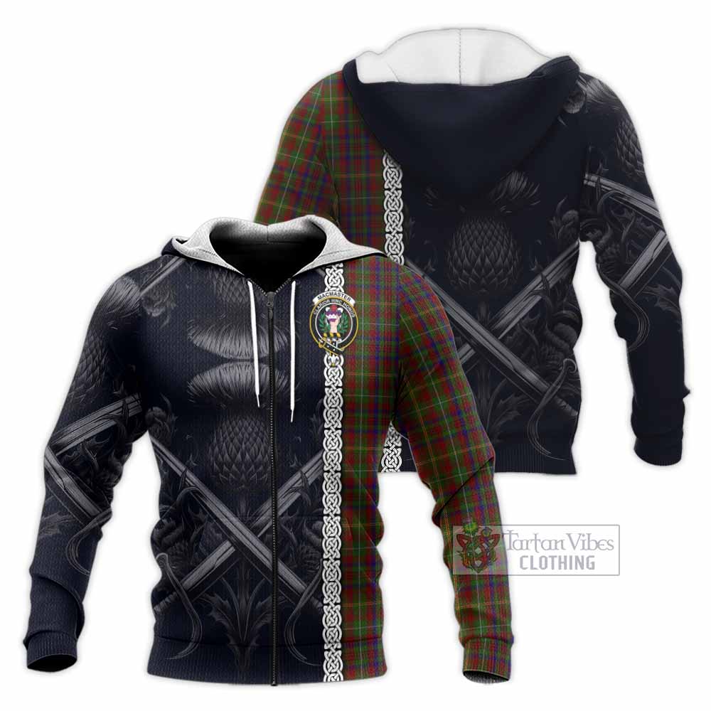 MacMaster (McMaster) Tartan Knitted Hoodie with Family Crest Cross Sword Thistle Celtic Vibes Unisex Knitted Zip Hoodie - Tartan Vibes Clothing