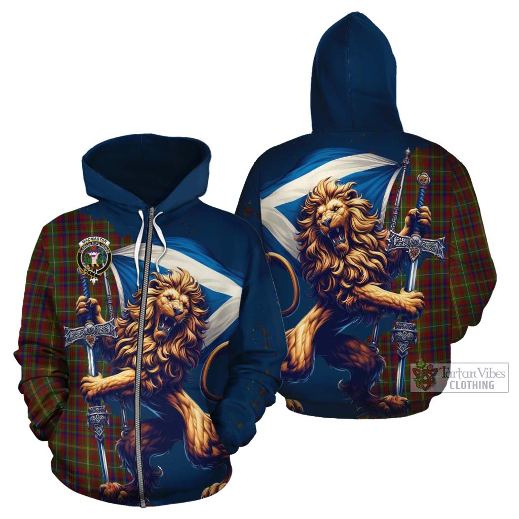 MacMaster (McMaster) Tartan Family Crest Cotton Hoodie with Scottish Majestic Lion - Tartan Vibes Clothing