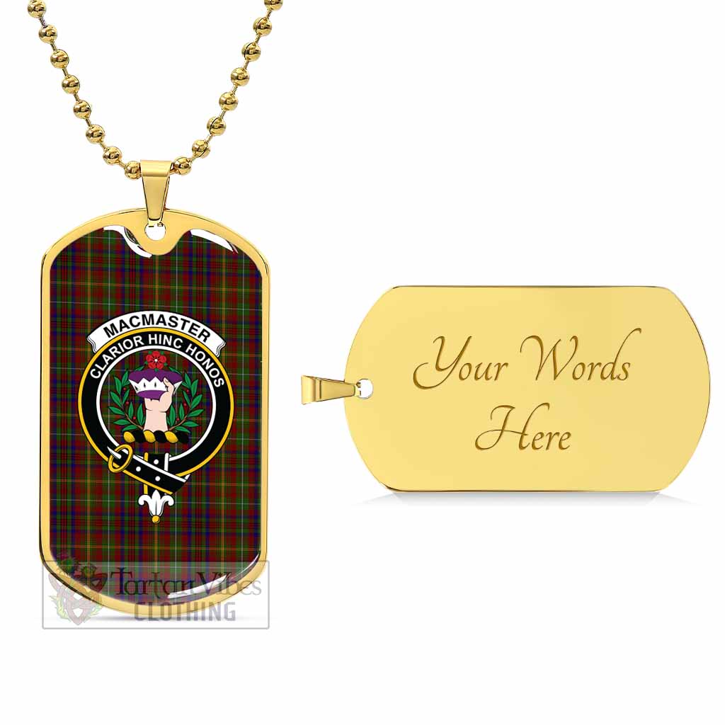 MacMaster (McMaster) Tartan Dog Tag Necklace with Family Crest Gold Yes - Tartan Vibes Clothing