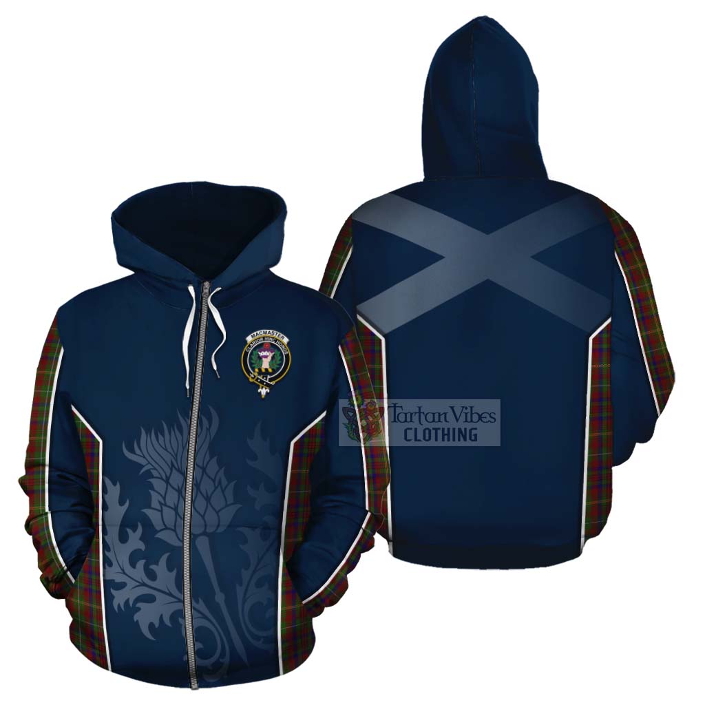 MacMaster (McMaster) Tartan Cotton Hoodie with Family Crest and Scottish Thistle Vibes Sport Style - Tartan Vibes Clothing