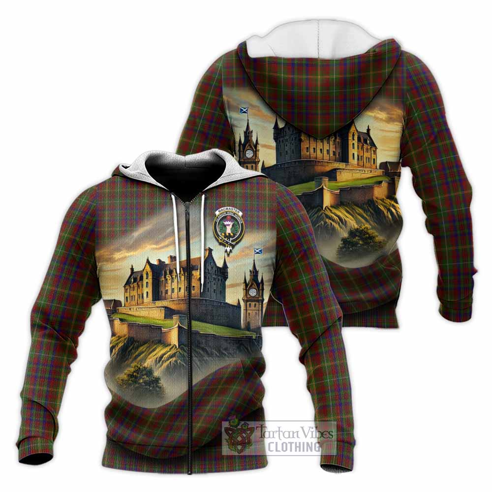 MacMaster (McMaster) Tartan Family Crest Knitted Hoodie with Scottish Ancient Castle Style Unisex Knitted Zip Hoodie - Tartan Vibes Clothing