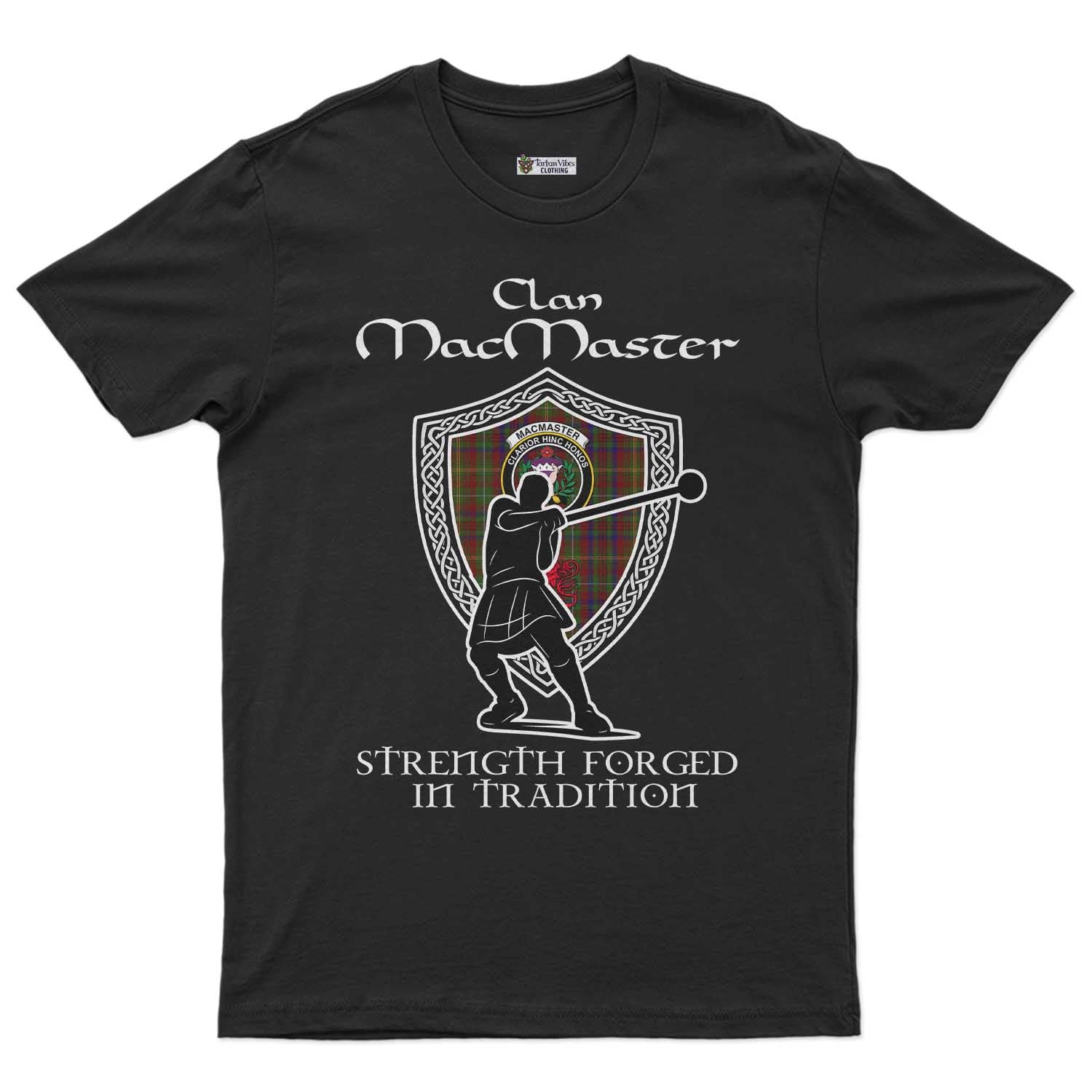 MacMaster (McMaster) Clan Crest Highland Games T Shirt Strength Forged In Tradition Unisex S Cotton Fabric - Tartan Vibes Clothing