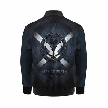 MacMaster (McMaster) Clan Crest Kid Bomber Jacket with Celtic Knot Thistle and Saltire