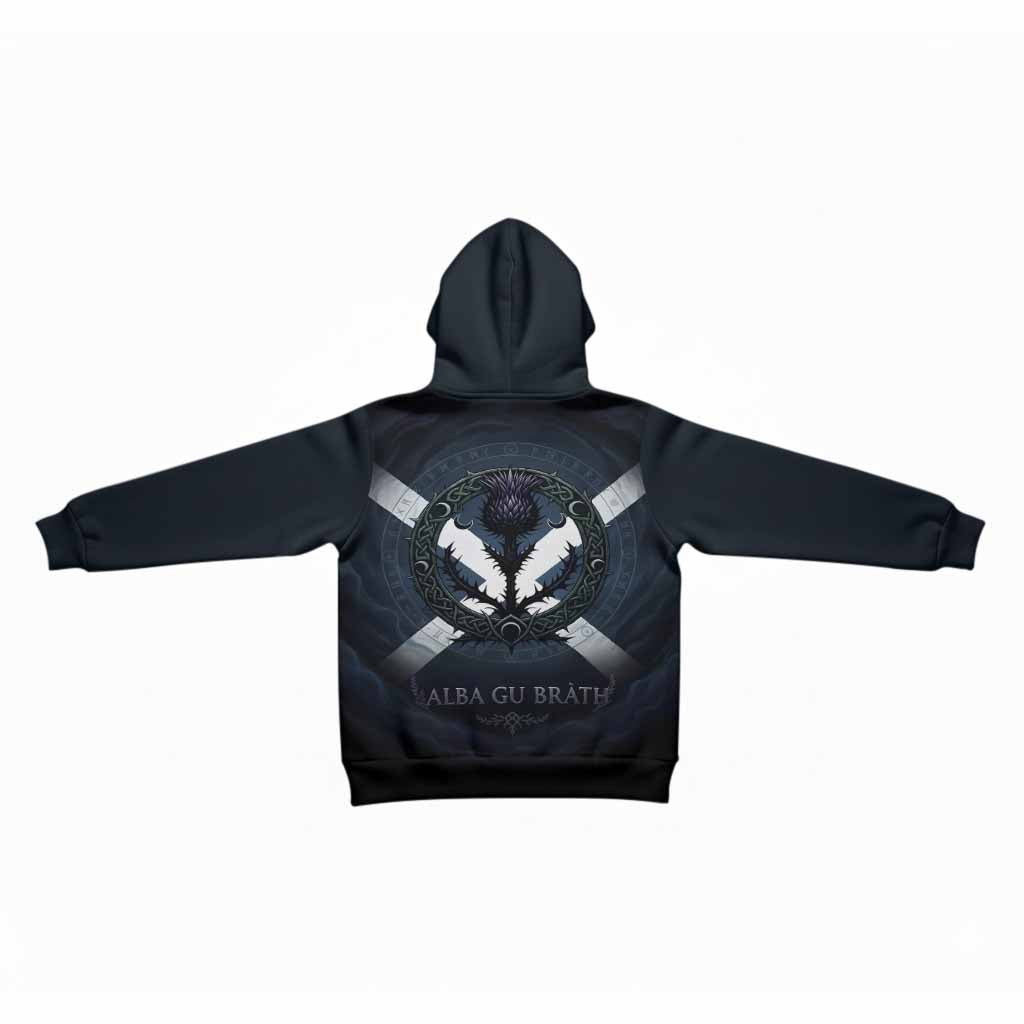 MacMaster (McMaster) Clan Crest Kid Hoodie with Celtic Knot Thistle and Saltire