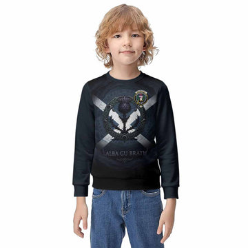 MacMaster (McMaster) Clan Crest Kid Knitted Sweatshirt with Celtic Knot Thistle and Saltire